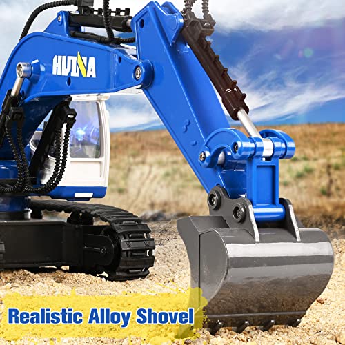 Remote Control Excavator Toys for Boys, 11 Channel Metal Shovel RC Construction Vehicles, 1/18 Scale Toys Gifts for Kids Boys Girls Age 4-7 8-12 Year Old