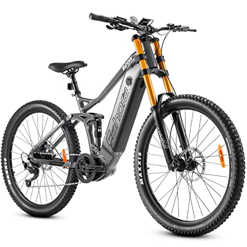 eAhora ACE 27Mph Electric Bike BAFANG 500W MID-Drive Motor 16AH Built-in Waterproof Battery Electric Mountain Bike 27.5'' Hydraulic Brakes, BAFANG Color Display, Shimano 9-Speed Gears