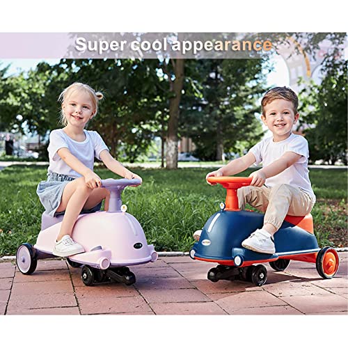 Electric Wiggle Car Ride On Toy, 2 in 1 Wiggle Car with Music and Pedal, Anti-Rollover Mute Wheels with Colorful Lights, Go Outdoor Ride Ons for Kids 3 Years and Up by METHPY (Blue)