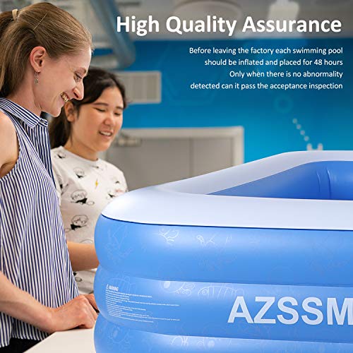AZSSMUK Inflatable Pool,120" X 72" X 22" Full-Sized Adult Inflatable Swimming Pool Kiddie Pools for Family Kids, Adults, Infant, Garden, Backyard,Water Party,Summer Water Party,Family Swimming Center