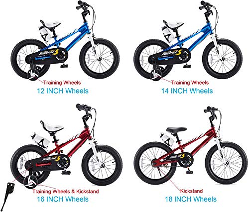 RoyalBaby Boys Girls Kids Bike 12 Inch BMX Freestyle 2 Hand Brakes Bicycles with Training Wheels Child Bicycle Blue