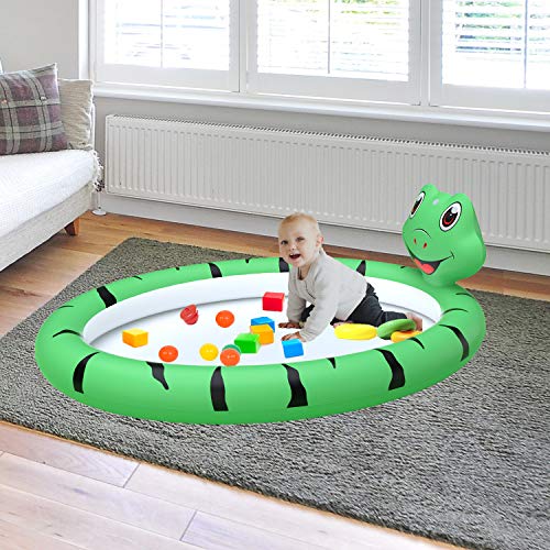 Baby Pool, Inflatable Kids Pool with Splash Sprinkler, Frog Toddler Swimming Pool, Kiddie Wading Pool, 67’’X51'' Indoor& Outdoor Water Game Play Center for Boys Girls