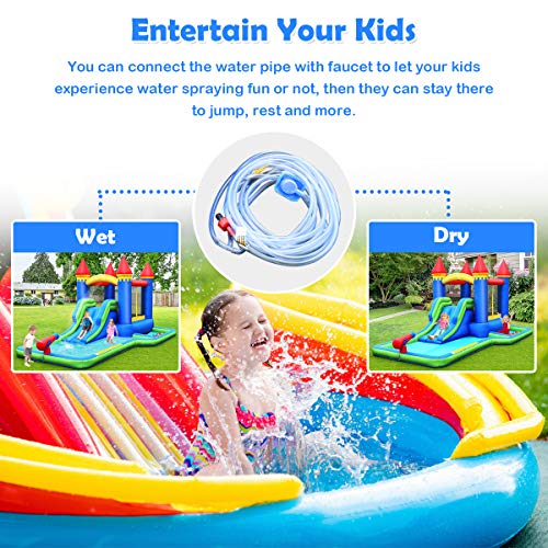 BOUNTECH Inflatable Water Slide, Jumping Bouncer Water Park with Climbing Wall, Ball Pit Pool, Water Cannon, Splash Pool, Ocean Balls, Water Slides for Kids Backyard w/Accessories (Without Blower)