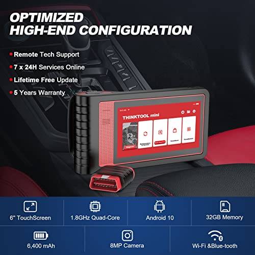 Thinkcar OBD2 Scanner for Car,Thinktool Mini OE-Level Full Systems Car Diagnostic Auto Scan Tool with 28 Reset Lifetime Free Update,IMMO/Key Programming, Injector & ECU Coding, Bidirectional Scan Tool