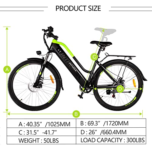 INTHEAIR Electric Bike, 350W Electric Bicyles for Adults, Portable Hidden Fast-Charge Battery Ebike, 26 Inch Commuter Ebike Electric Mountain Bike Low Step Frame Ebike, Shimano 7 Speed 20MPH