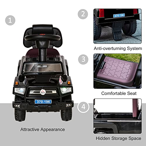 Aosom Kids Ride on Push Car, SUV Style Sliding Walking Car for Toddle with Horn, Music, Working Lights, Hidden Storage and Anti-Dumping System, Black