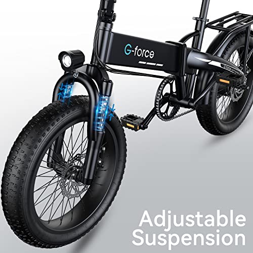 G-Force Folding Electric Bicycle, 20-inch 4.0 Fat tire, Detachable Battery, 7-Speed Gear City Commuter Electric Bicycle.