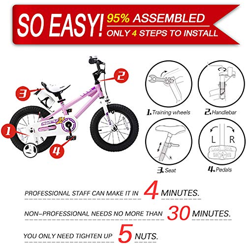 RoyalBaby Kids Bike Boys Girls Freestyle BMX Bicycle With Kickstand Gifts for Children Bikes 20 Inch Pink
