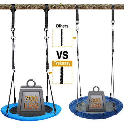 Trekassy 700lb 40 Inch Saucer Tree Swing for Kids Adults 900D Oxford Waterproof with 2pcs 10ft Tree Hanging Straps, Steel Frame and Adjustable Ropes