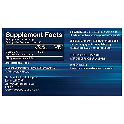 BodyTech Glutamine (Freeform Amino Acid) 4500 MG AntiCatabolic Recovery Agent, Unflavored (24 Ounce Powder)