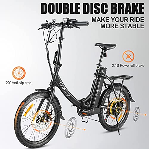 20" Foldable Electric Bike for Adults Women Men Electric Commuter Bike/Hybrid Road Bike/Cruiser Bike/Electric Bicycle for Adults Teens,350W Step Through Ebike with Removable Battery, 3 Riding Modes
