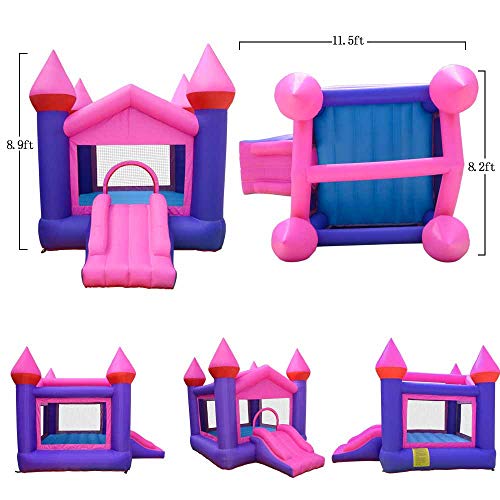 doctor dolphin Inflatable Pink Bouncy Castle House Kids Party Bouncy House with Air Blower for Kids Party