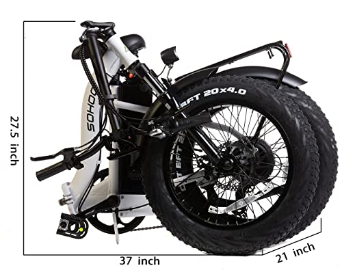 SOHOO 48V 750W 13AH 20" x4.0 Folding Fat Tire Snow E-Bike Mountain Electric Bicycle Beach Cruiser Foldable Bike (Black)