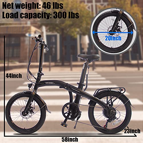 YEASION Folding Electric Bike for Adults 20 Inch Wheel 250W 36V 8AH Lithium Battery 7 Speed Light Weight City Ebike Gray