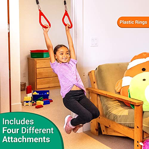 Gym1 - 6 Piece Indoor Doorway Gym Set for Kids - Indoor Swing for Kids Includes Kids Swing Chair, Rings, Hanging Trapeze, Ladder, Swinging Rope & Pullup Bar - Sensory Swing Set Accessory Playground