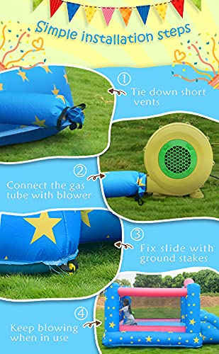 GOOSH Kid's Playhouse, Inflatable Bounce House with Blower and Slide, Bouncy House for Kids Outdoor, Sport and Outdoor play, Durable Sewn Heavy Duty Material Kids’ Sky Castle