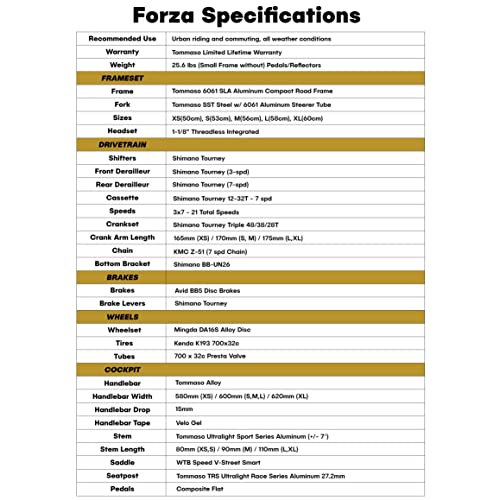 Tommaso Forza Shimano Tourney Hybrid Disc Brake Fitness Bike, Orange - Large