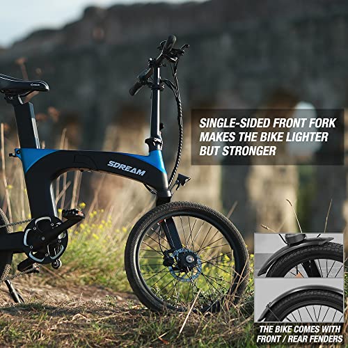SDU Folding Commuter Electric Bike SDREAM Ur 500X, Removable 36V 7.8Ah Li-ion Battery, 500W Motor, Torque Sensor, Hydraulic Disc Brakes, Patent Suspension, 20" Lightweight Ebike for Adults (Gray)