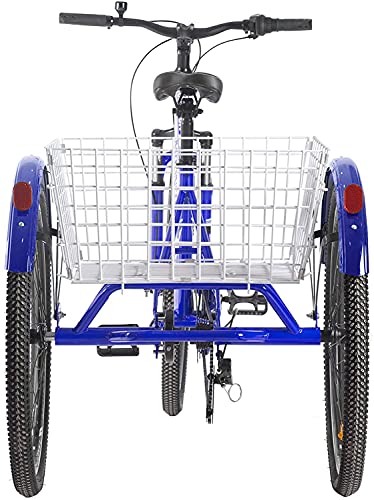 NAIZEA Adult Mountain Tricycle, 7 Speed Three Wheel Cruiser Bike, 24/26/27.5 Inch Adults Trikes with Shopping Basket, Exercise Men's Women's Tricycles, Multiple Colors