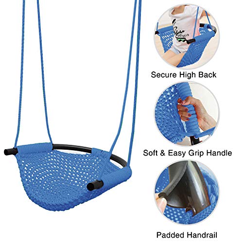 RedSwing Kids Swing seat with Adjustable Ropes, Hand-Knitting Child Swing Seat Great for Tree, Outdoor Indoor, Playground, Backyard, Blue