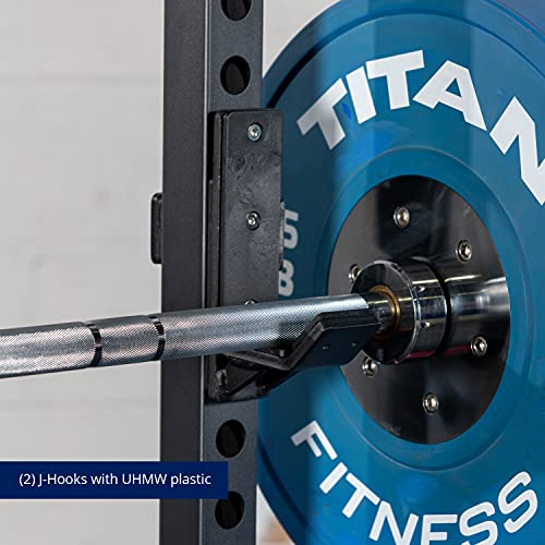 Titan Fitness T-2 Series Power Rack 83-inches High, J-Hooks, Single Pull-Up Bar