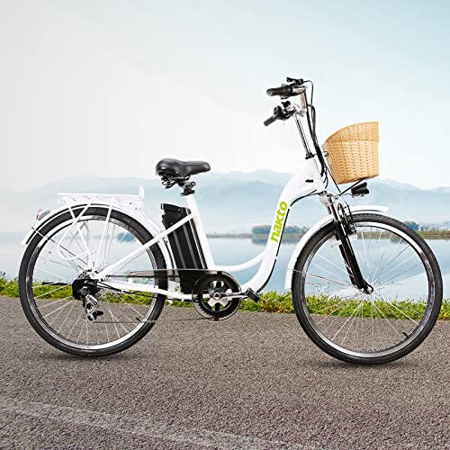 NAKTO 26'' Electric Bike for Adult, Cargo Electric Bicycle Camel Style, 250W/350W Brushless Motor and 10.5Ah Removable Lithium Battery| Commuting Essentials (Free Basket and Lock)