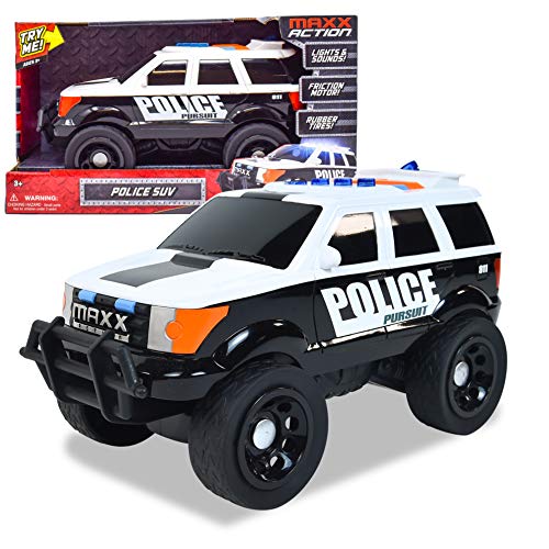 Sunny Days Entertainment Large Police Car – Lights and Sounds Vehicle with Motorized Drive and Soft Grip Tires | Rescue SUV Patrol Toy for Kids – Maxx Action