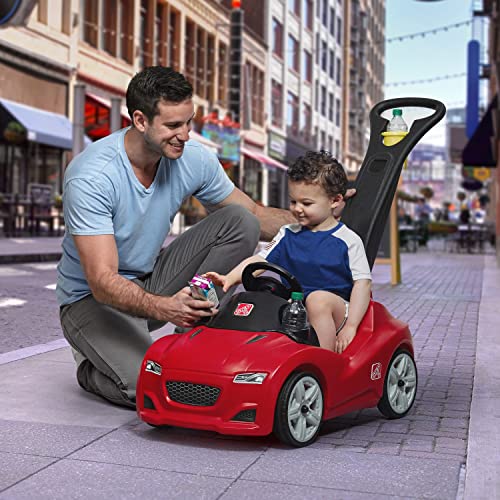 Step2 Whisper Ride Cruiser Kids Push Car, Ride On Car with Seat Belt and Horn, Toddlers Ages 1.5 – 4 Years Old, Max Weight 50 lbs., Easy Storage, Ideal Stroller Substitute, Red