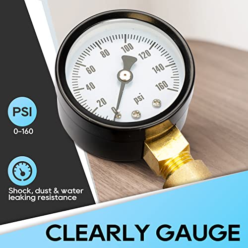 RVGUARD RV Water Pressure Regulator Valve With An Adjustable Knob, NO Tool Required, Brass Lead-Free Water Pressure Reducer with Gauge and Inlet Screen Filter for RV Camper Travel Trailer