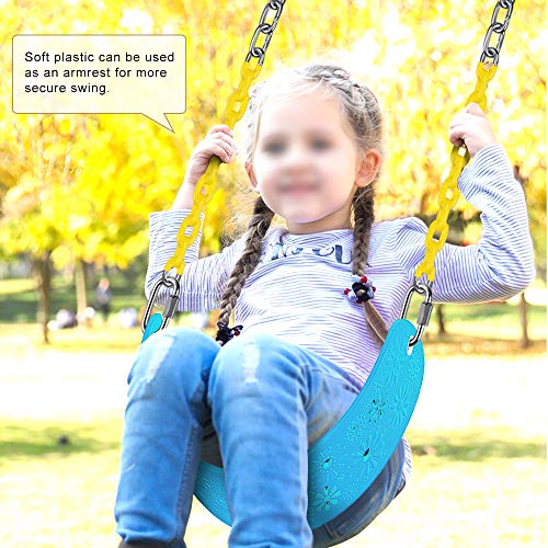SELEWARE Swing Seat Heavy Duty for Swingset Accessories, Tree Kids Swing with 66” Plastic Coated Chains, Outdoor Swing Set Replacement for Adult Kid Backyard Playground (Blue, 1 Pack)