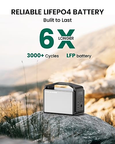 YOLANESS Portable Power Station SAPY600,556Wh LiFePO4 Battery Backup, Pure Sine Wave 600W (1200W Surge) AC Outlets, Solar Generator(Solar Panel Optional) For Outdoor Camping, RVs, Home Use, Emergency
