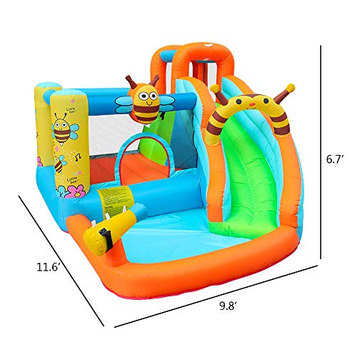 doctor dolphin Inflatable Bee Bounce House Water Slide Bouncy House for Kids Outdoor Outdoor Party with Air Blower