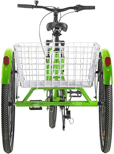 Adult Mountain Tricycle, 7 Speed Three Wheel Cruiser Bike, 24/26/27.5 Inch Adults Trikes with Shopping Basket, Exercise Men's Women's Tricycles, Multiple Colors