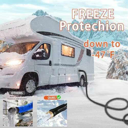 25 ft Heated Drinking Fresh Water Hose – Watering Line Freeze Protection Withstand Temperatures Down to -31°F – Lead&BPA Free, Anti-Freeze Heated Hoses for RV,Home,Garden, Outdoors,Camper,Trailer