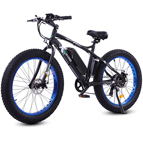 ECOTRIC Electric Bike 26" X 4" Fat Tire Bicycle 23 MPH 500W 36V 12.5AH Battery EBike Beach Mountain Snow E-Bike Throttle & Pedal Assist for Adults - 90% Pre-Assembled (Blue)