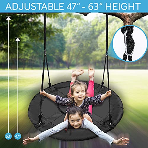 SereneLife Outdoor Spinner Saucer Tree Swing Round Circular Flying Saucer w/ Rope Straps