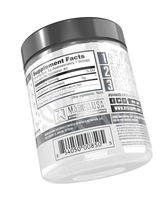 RYSE Up Supplements, Element Series Fermented L-Glutamine Amino Acid (5g), Unflavored, 300 Gram (60 Servings)