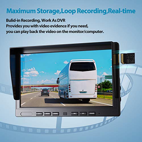Fookoo Ⅱ 10" 1080P Wired Backup Camera System Kit,10" HD Quad Split Screen Monitor with Recording IP69 Waterproof Rear View Side View Camera Parking Lines for Truck/Semi-Trailer/Box Truck/RV(DY104)