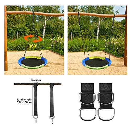 RedSwing 43" Flying Saucer Swing for Kids Outdoor, Large Round Tire Swings for Trees and Swingset, Strong Heavy Duty for Outside Playground, 500LBS Weight Capacity, Green and Blue