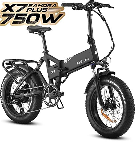 eAhora X7Plus 750W 30MPH Electric Bike Fat Tires Adult Electric Bicycles for Woman and Man, Waterproof 48V 15AH Battery with Hydraulic Brake Dual Suspension Folding Electric Bike