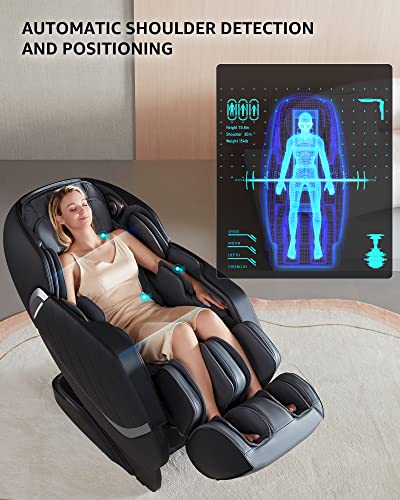 UIIU Massage Chair Full Body Zero Gravity Massage Chairs 3D Shiatsu Massage Chair Massage Recliner Chair Massager Heated SL Track with Bluetooth Speaker 24Airbags Body Detection Gray&Black