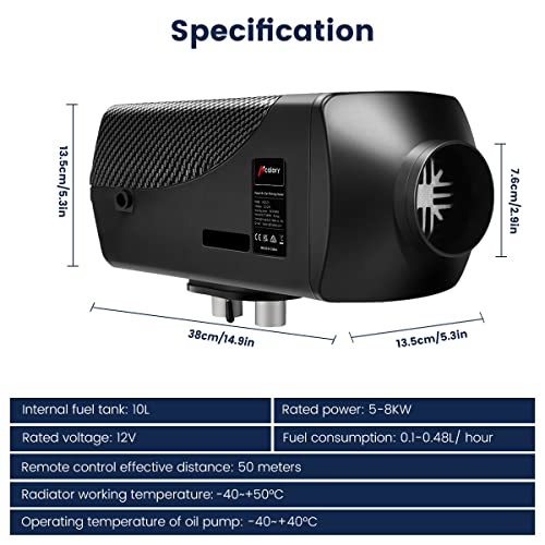 HCALORY Diesel Heater 8KW, 12V Portable Diesel Air Heater, Car Heater with Remote Control and LCD Monitor,Support Heater 10L Fuel Tank for Car, Truck, Boat, RV,Trailer