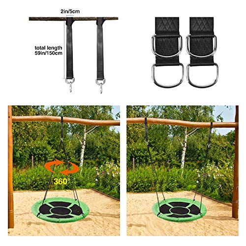RedSwing 43" Flying Saucer Swing for Kids Outdoor, Large Round Tire Swings for Trees and Swingset, Strong Heavy Duty for Outside Playground, 500LBS Weight Capacity, Green