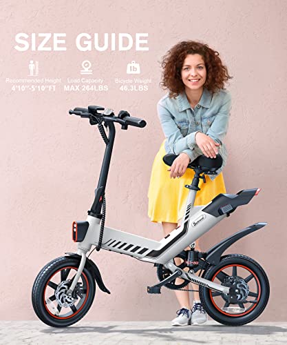 Electric Bike, Sailnovo Electric Bicycle with 18.5mph 45Miles Electric Bikes for Adults Teens E Bike with Pedals, 14" Waterproof Folding Mini Bikes with Dual Disc Brakes, 36V 10.4Ah Battery