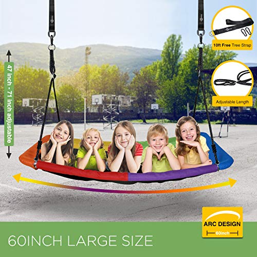 Trekassy 700lb Giant 60" Skycurve Platform Tree Swing for Kids and Adults Textilene Wear- Resistant with 2 Hanging Straps