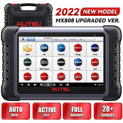 Autel MaxiCOM MK808 Bi-Directional Control Scan Tool, 28+ Special Services (Original 2022 New Model) Updated of MX808, All System Car Diagnostic Tool Support MV108, ABS Auto Bleed, Injector Coding