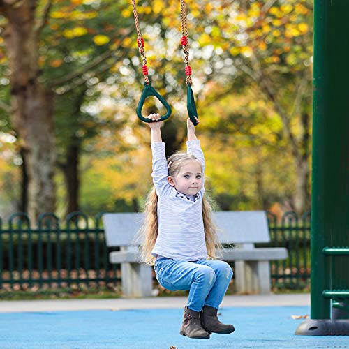 RedSwing Trapeze Gym Rings, Swing Set Rings with Adjustable Rope & Hangers, Outdoor Backyard Playground Accessory for Kids Ages 3 Years & Up