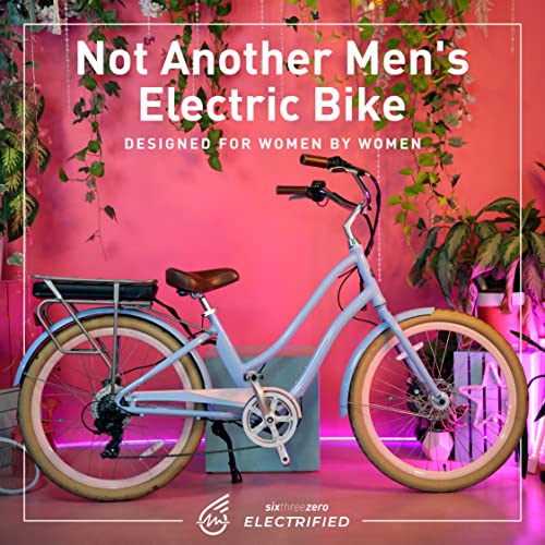 sixthreezero EVRYjourney Women's Electric Bicycle, 7-Speed Step-Through Touring Hybrid eBike, 500 Watt Motor, 26" Wheels, Teal
