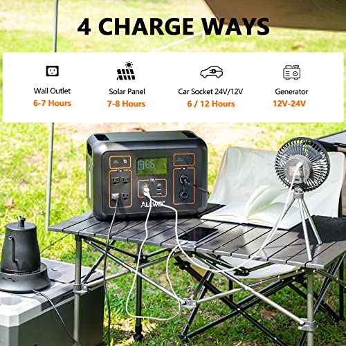 ALLWEI Portable Power Station 1200W(Peak 2400W), 1132Wh Solar Generator with 4 * 120V AC Outlet, 6* USB-C PD 60W, Outdoor Solar Power Generator for RV Camping Power Outage Home(Solar Panel Optional)