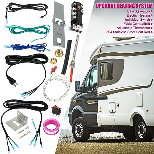 AQQHSAIN RV Water Hybrid Heater Kits, RV Water Heater Element Converts Any 6 Gallon Capacity RV LP Gas Water Heater to 120V Electricity